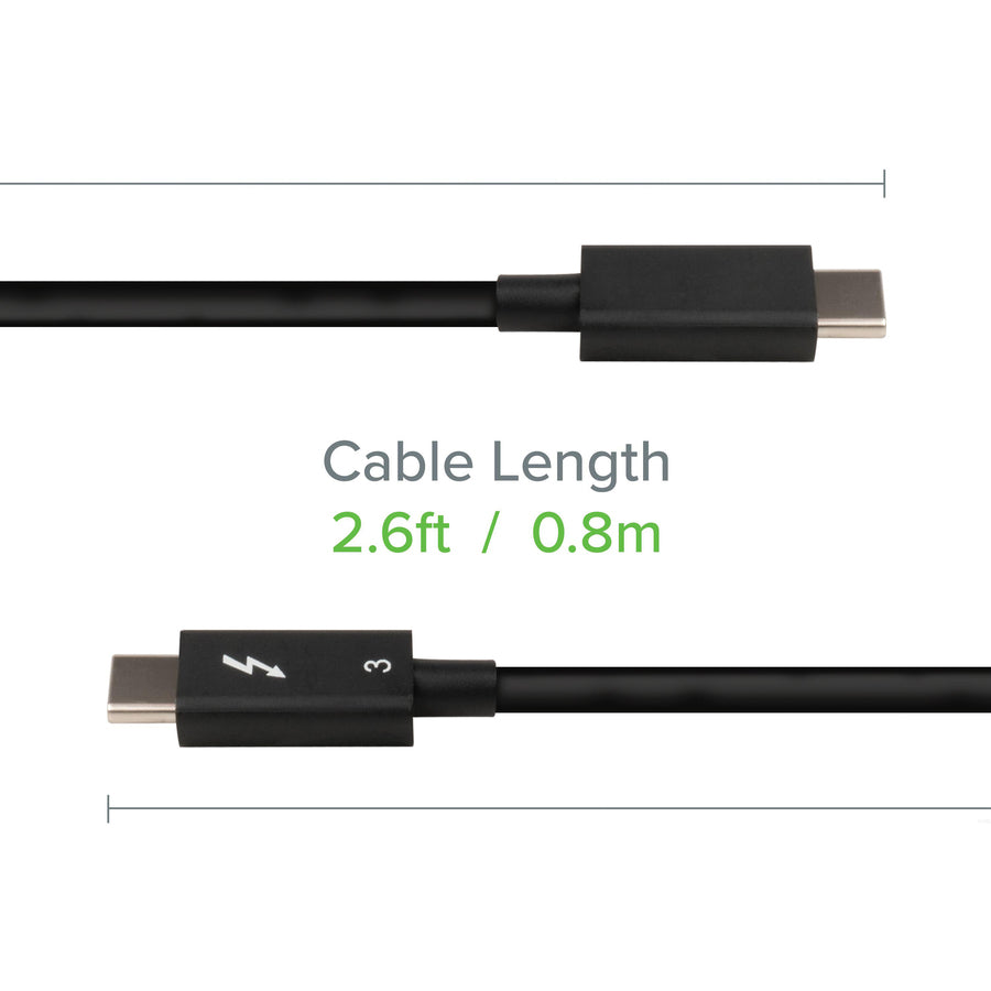 Plugable Thunderbolt 3 Cable 40Gbps Supports 100W (20V, 5A) Charging — TBT3-40G80CM
