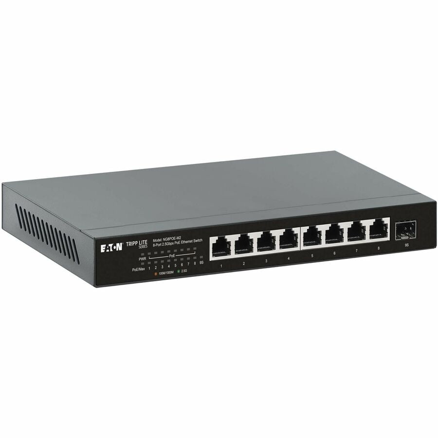 Eaton Tripp Lite Series 8-Port 2.5 Gbps Desktop Gigabit Ethernet Unmanaged Switch with PoE+ Pass-Through, 100W, Metal Enclosure, TAA — NG8POE-M2