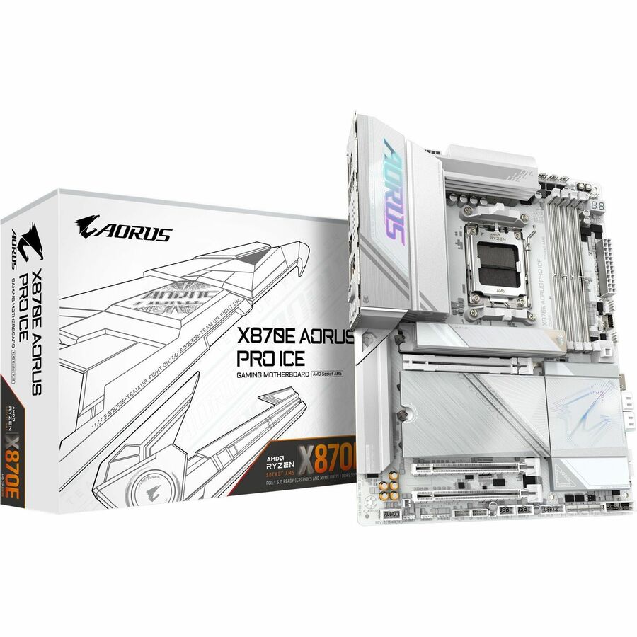 Aorus Ultra Durable X870E AORUS PRO ICE Gaming Desktop Motherboard - AMD X870E Chipset - Socket AM5 - ATX — X870E-AORUS-PRO-ICE