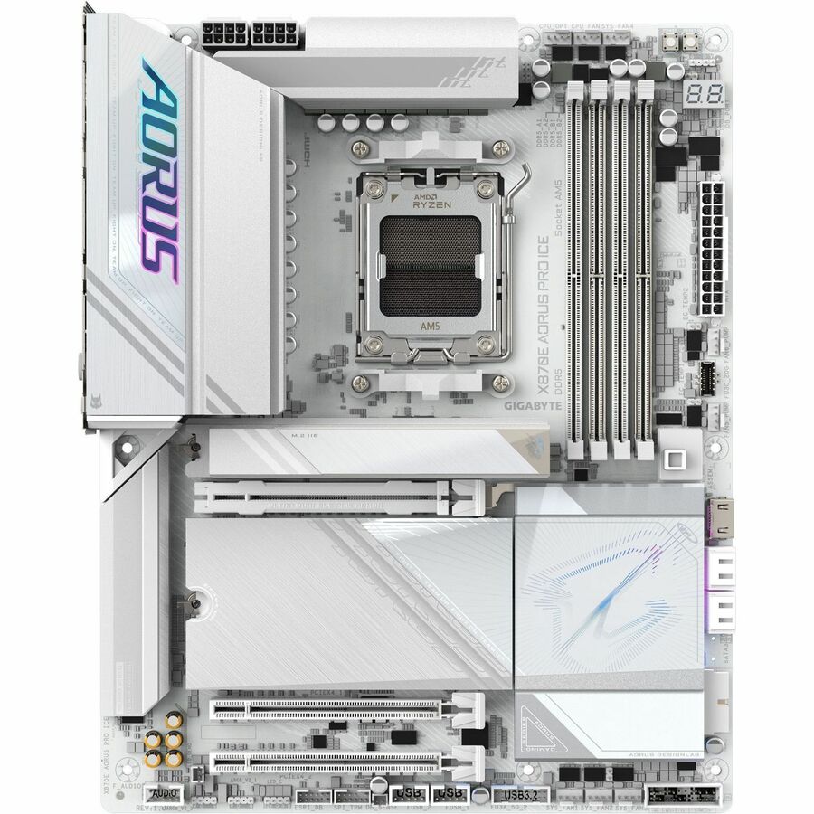 Aorus Ultra Durable X870E AORUS PRO ICE Gaming Desktop Motherboard - AMD X870E Chipset - Socket AM5 - ATX — X870E-AORUS-PRO-ICE