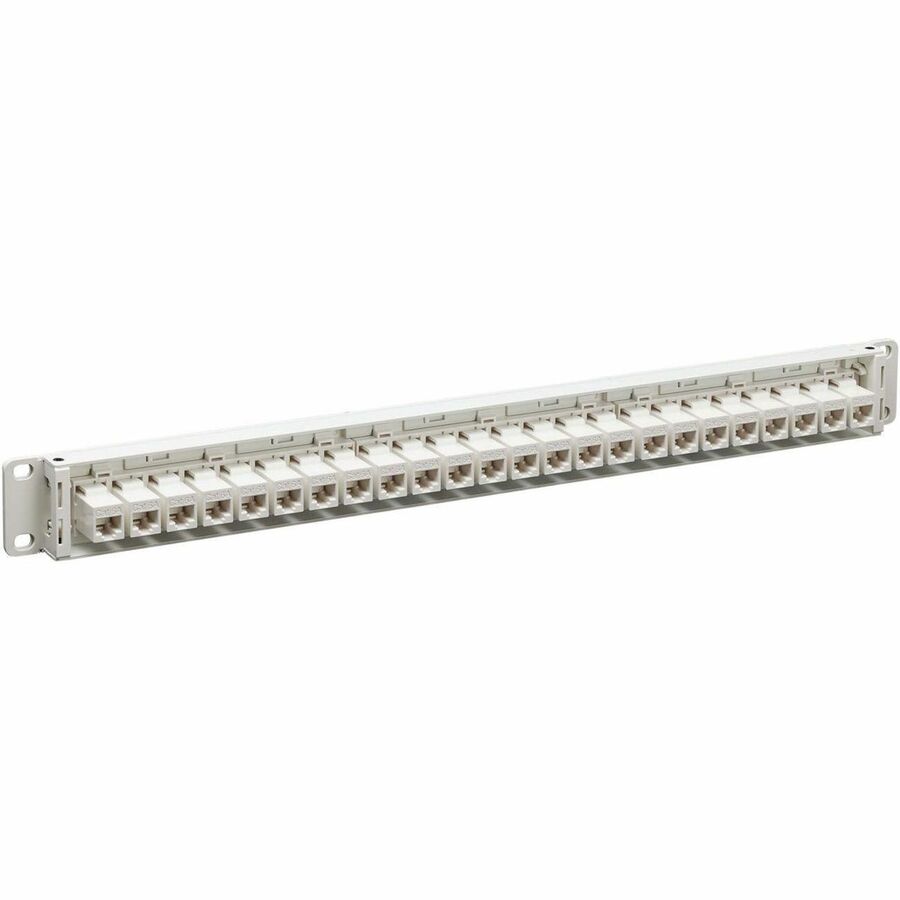 Eaton Tripp Lite Series 24-Port Cat6a Feed-Through Patch Panel - 4PPoE Compliant, 1U Rack-Mount, RJ45 Ethernet, White, TAA — N254-024-6A-WH
