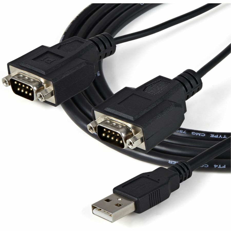 StarTech.com 6ft (1.8m) 2-Port FTDI USB to Serial RS232 Adapter Cable with COM Retention, USB to RS232 Adapter - TAA — ICUSB2322F