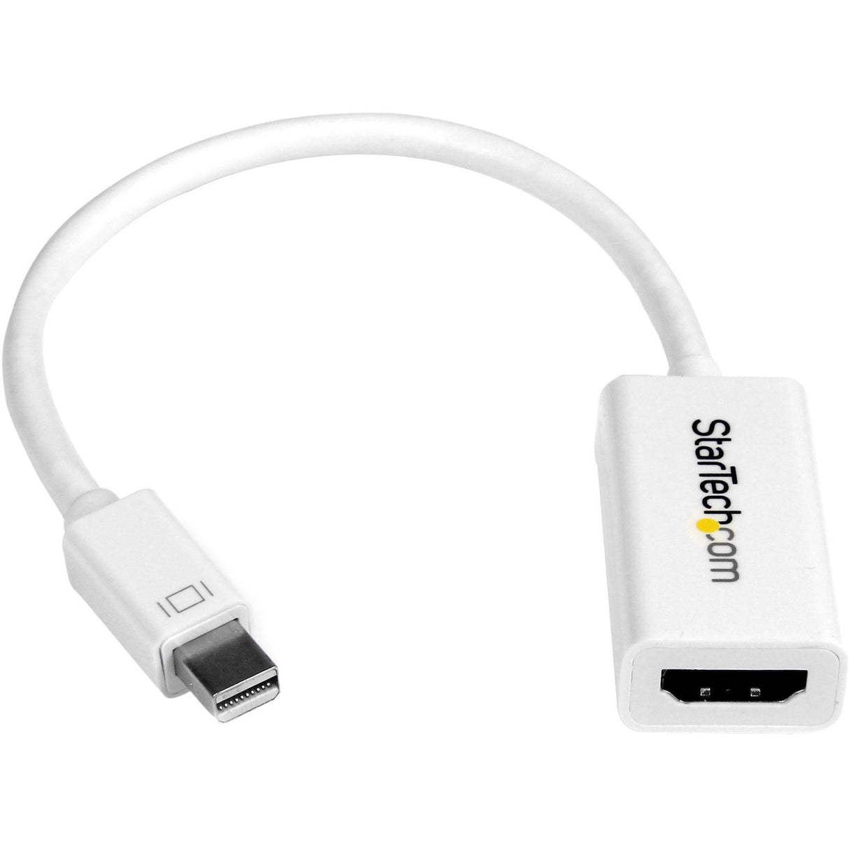 StarTech.com Mini DisplayPort to HDMI Adapter, Active Mini DP to HDMI Video Converter for Monitor/Display, 4K 30Hz, mDP to HDMI Adapter, White — MDP2HD4KSW