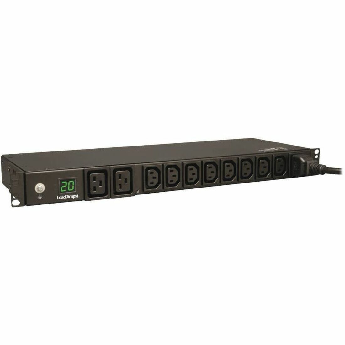 Eaton Tripp Lite Series 3.7kW Single-Phase Local Metered PDU, 208/230V (8 C13 & 2 C19), C20 / L6-20P Adapter, 12 ft. (3.66 m) Cord, 1U Rack-Mount, TAA — PDUMH20HV