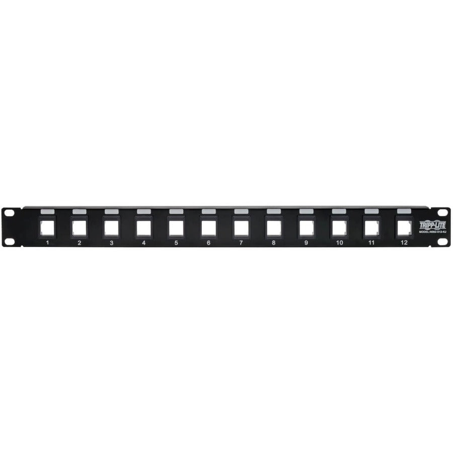 Eaton Tripp Lite Series 12-Port 1U Rack-Mount Unshielded Blank Keystone/Multimedia Patch Panel, RJ45 Ethernet, USB, HDMI, Cat5e/6 — N062-012-KJ
