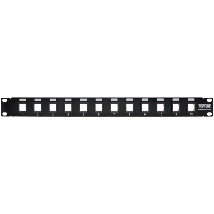 Eaton Tripp Lite Series 12-Port 1U Rack-Mount Unshielded Blank Keystone/Multimedia Patch Panel, RJ45 Ethernet, USB, HDMI, Cat5e/6 — N062-012-KJ