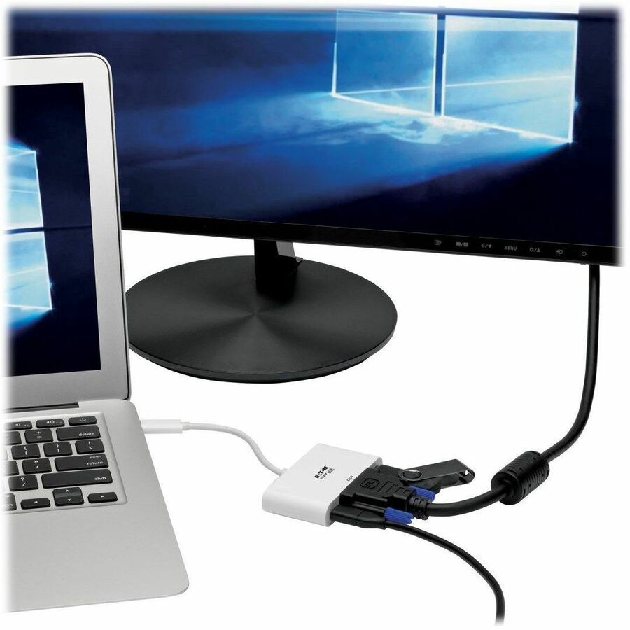 Eaton Tripp Lite Series USB-C to DVI Adapter with USB 3.x (5Gbps) Hub Port and PD Charging, White — U444-06N-DU-C