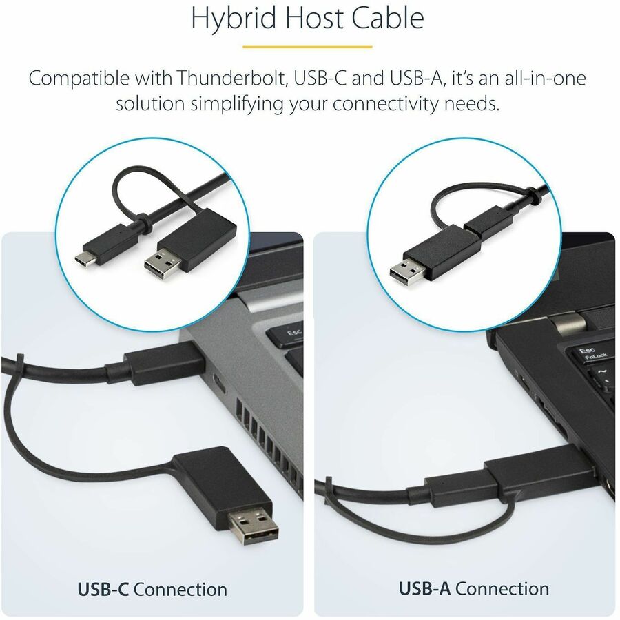 StarTech.com Universal Laptop Docking Station, Hybrid USB-C & USB-A Dock, Dual 4K DP & HDMI, 60W PD, Mac / Windows / Chrome OS, GbE — DK30C2DPPD