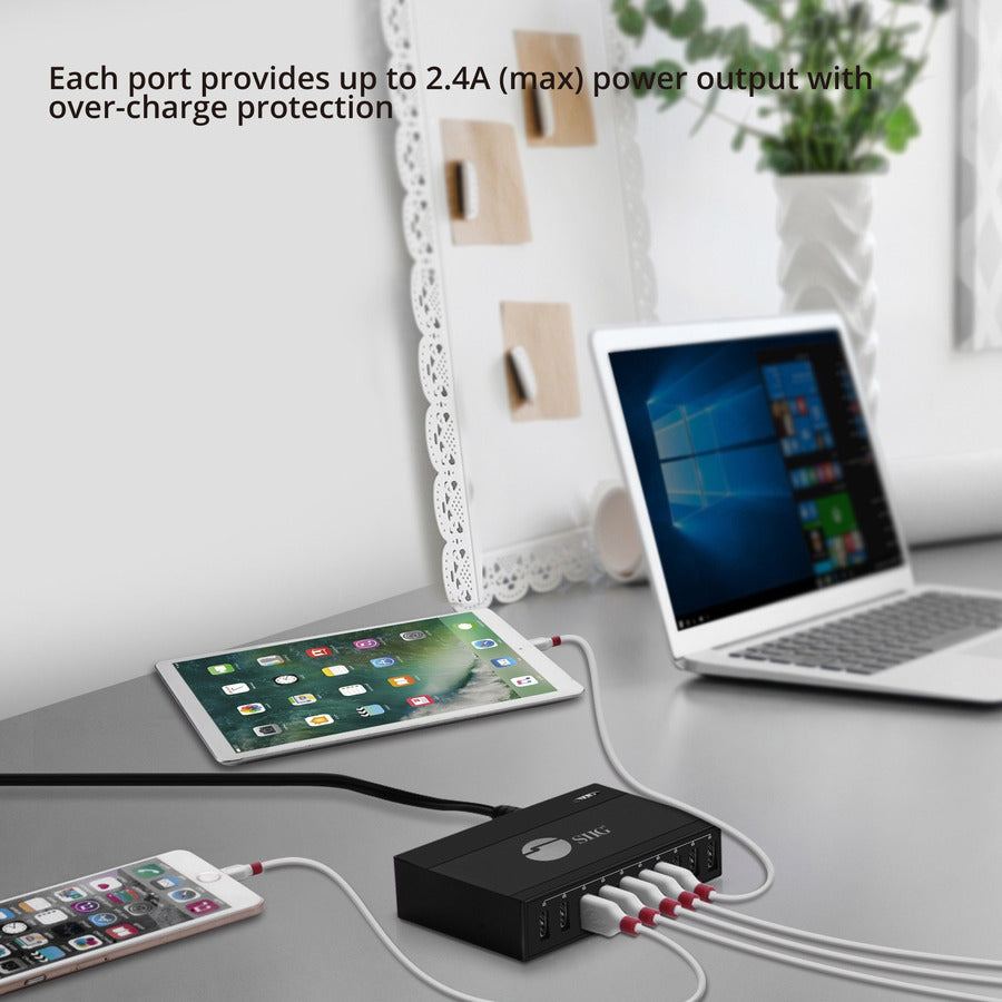 SIIG 60W 10-Port USB Charger — AC-PW1G11-S1