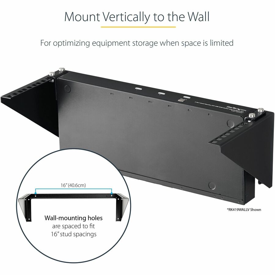 StarTech.com 5U Vertical Wall Mount Rack, 19" Wall Mounting Bracket, Open Low Profile Network/Server Room/Data/AV/IT/Patch Panel/Equipment — RK519WALLV