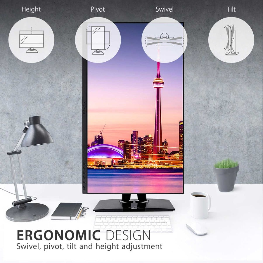 ViewSonic VP2756-4K 27 Inch 4K UHD IPS Ergonomic Monitor with Ultra-Thin Bezels, Color Accuracy, Pantone Validated, 60W USB C — VP2756-4K