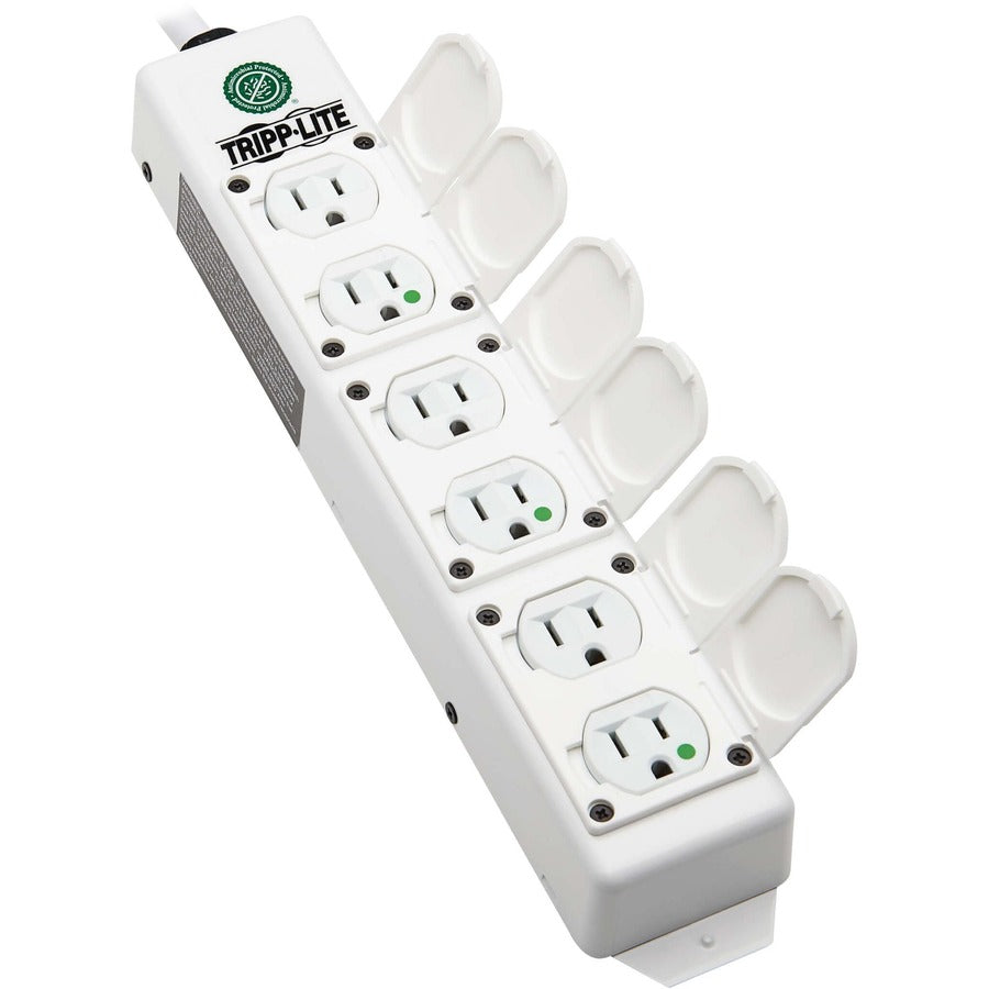 Eaton Tripp Lite Series Safe-IT UL 2930 Medical-Grade Power Strip for Patient Care Vicinity, 6 Hospital-Grade Outlets, Safety Covers, Antimicrobial, 6 ft. Cord, Dual Ground — PS-606-HGDG
