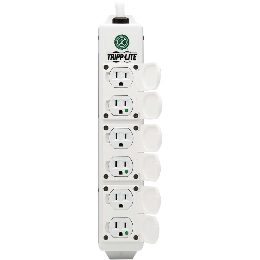 Eaton Tripp Lite Series Safe-IT UL 2930 Medical-Grade Power Strip for Patient Care Vicinity, 6 Hospital-Grade Outlets, Safety Covers, Antimicrobial, 6 ft. Cord, Dual Ground — PS-606-HGDG