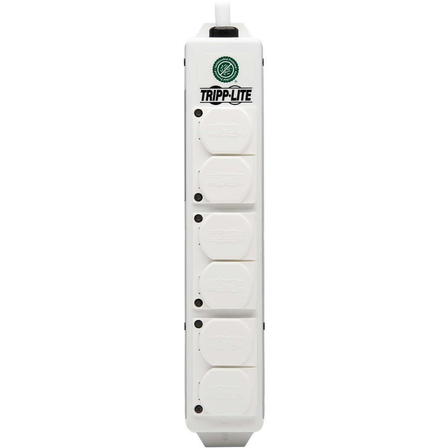 Eaton Tripp Lite Series Safe-IT UL 2930 Medical-Grade Power Strip for Patient Care Vicinity, 6 Hospital-Grade Outlets, Safety Covers, Antimicrobial, 6 ft. Cord, Dual Ground — PS-606-HGDG