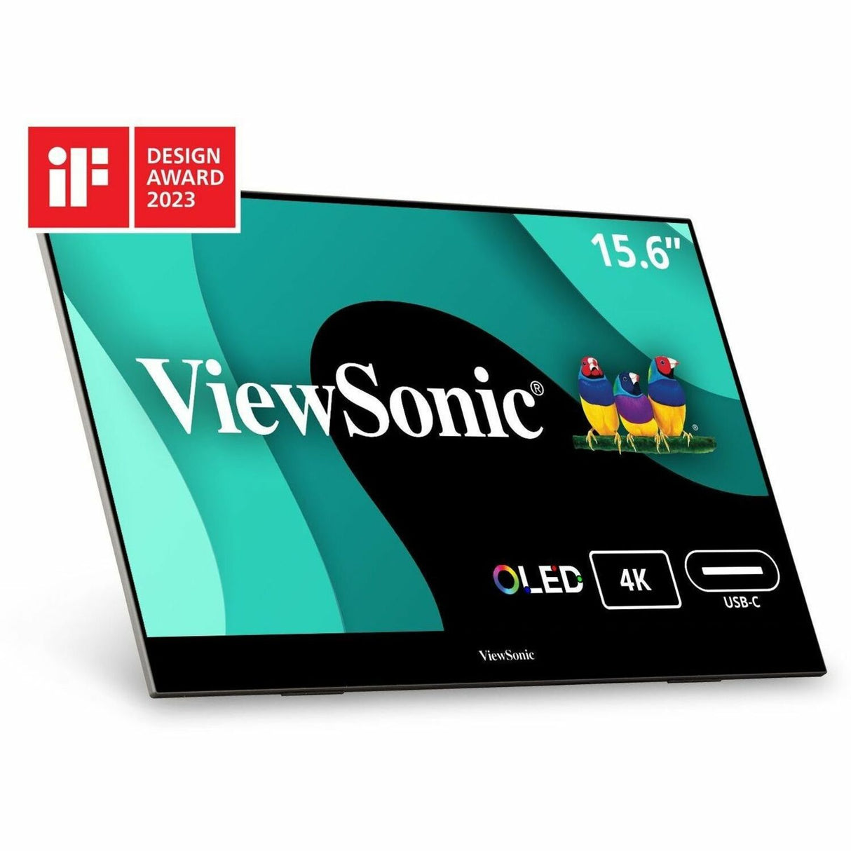 ViewSonic VX1655-4K-OLED 15.6 Inch 4K UHD Portable OLED Monitor with 2 Way Powered 60W USB C, Mini HDMI, Dual Speakers, and Built-in Stand with Magnetic Cover — VX1655-4K-OLED