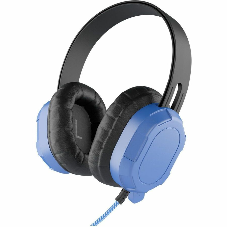 Extreme Headset w/braided cable, inline volume control and built-in microphone w/USB-A connector (Blue) — MCHPXUSBA