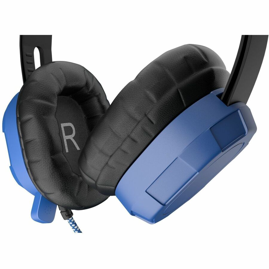 Extreme Headset w/braided cable, inline volume control and built-in microphone w/USB-A connector (Blue) — MCHPXUSBA