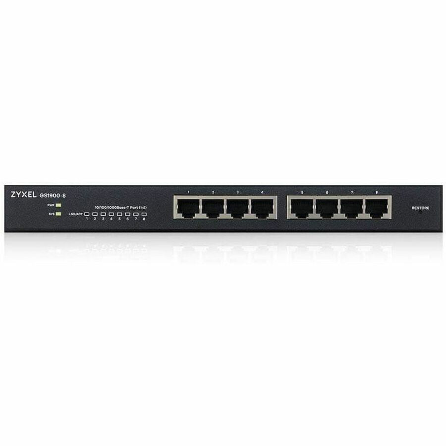 ZyXEL GS1900-8 Fanless 8 Port GbE L2 Web Managed Desktop Switch — GS1900-8