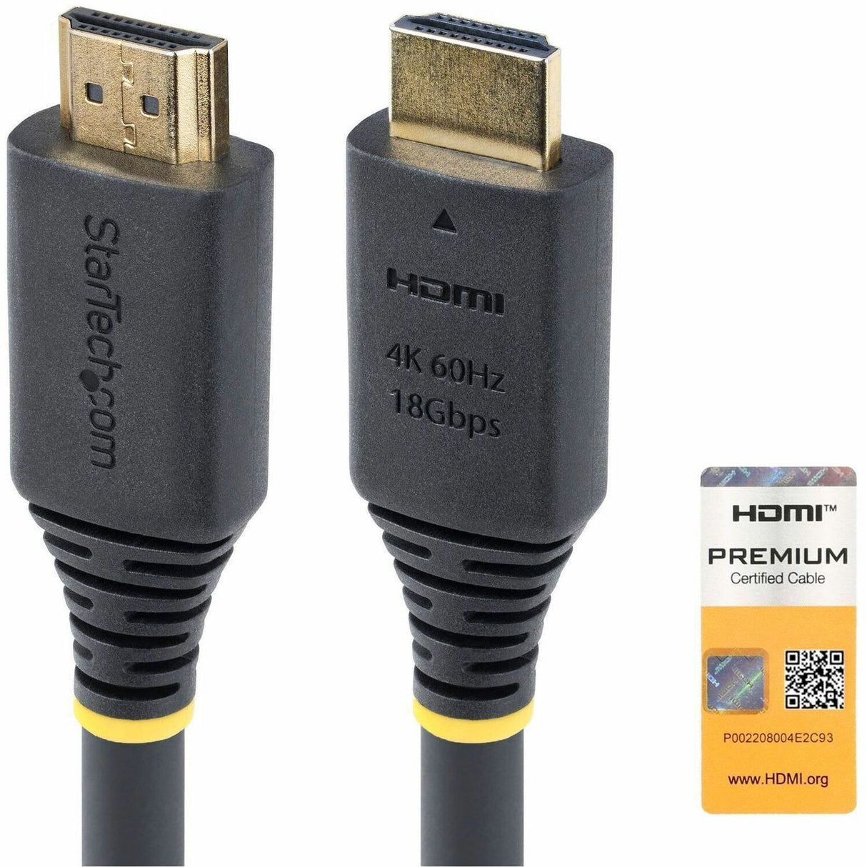StarTech.com 20ft (6m) Premium Certified High Speed HDMI Cable, 4K 60Hz/1440p 144Hz, 18Gbps, UHD HDMI 2.0 Cord, TPE Jacket — HDMI2-CABLE-4K60-20F