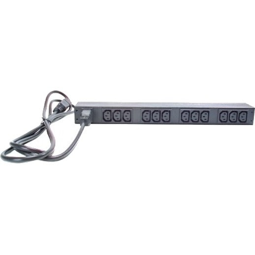 APC NetShelter Basic Rack PDU, 1U, 1PH, 3.7kW 230V 16A or 3.3kW 208V 16A, x12 C13 outlets, C20 cord — AP9565