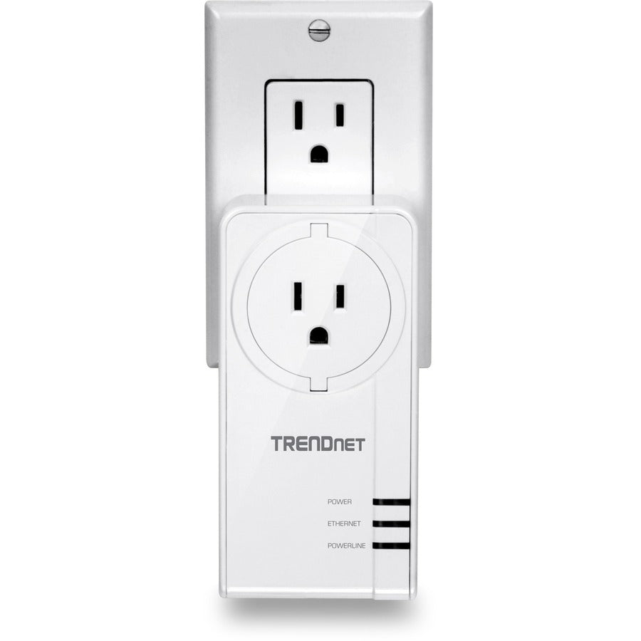 TRENDnet Powerline 1300 AV2 Adapter with Built-in Outlet; Gigabit Port; IEEE 1905.1 & IEEE 1901; Range Up to 300m (984 ft.); TPL-423E