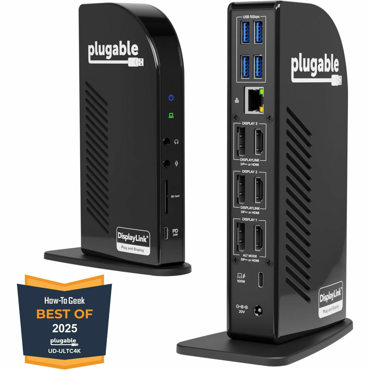 Plugable 4K USB C Docking Station Triple Monitor with 100W Power Delivery, USB C Dock for Thunderbolt 3/4, and USB-C Windows and Mac — UD-ULTC4K