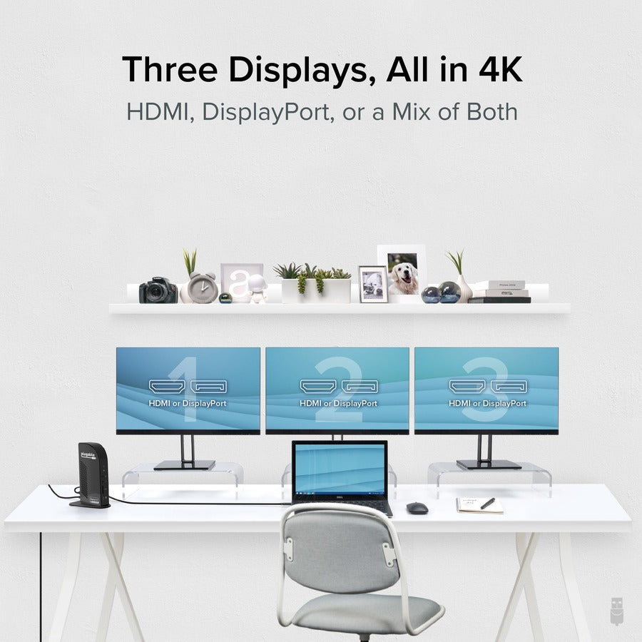 Plugable 4K USB C Docking Station Triple Monitor with 100W Power Delivery, USB C Dock for Thunderbolt 3/4, and USB-C Windows and Mac — UD-ULTC4K