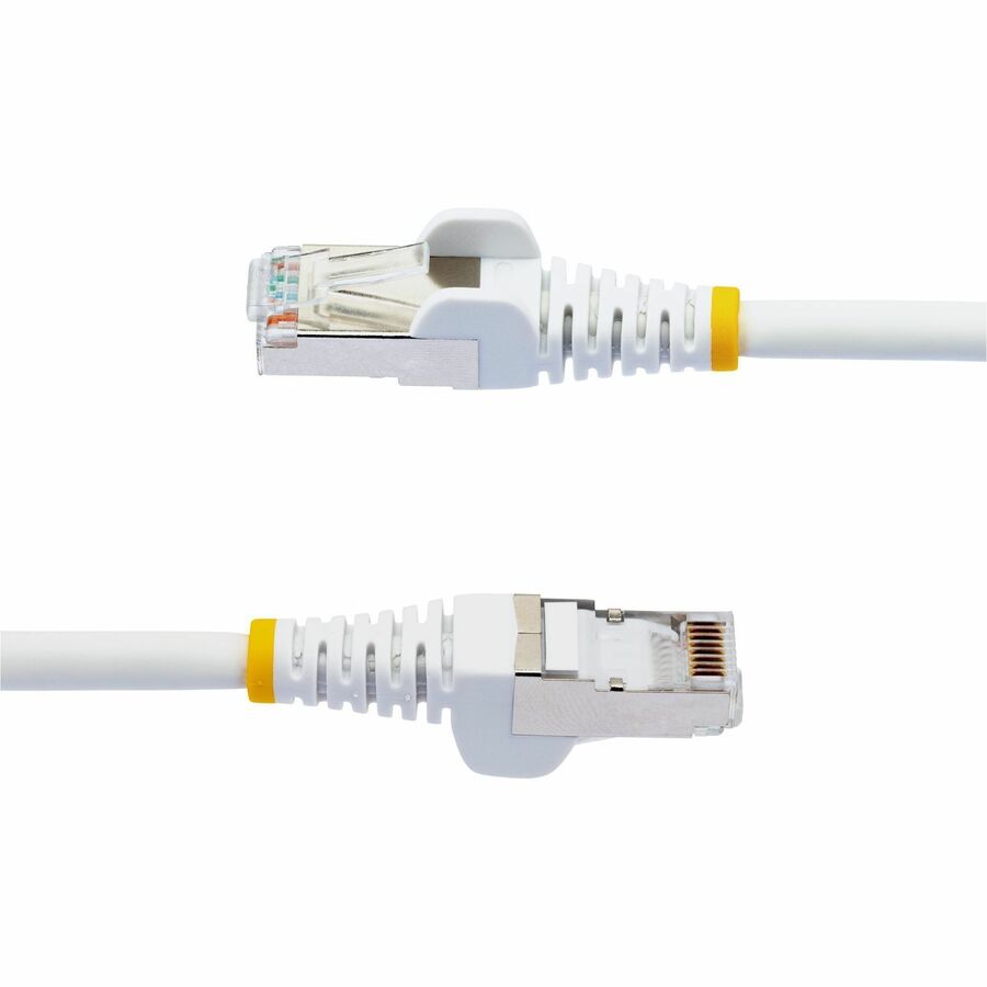 StarTech.com 1ft CAT6a Ethernet Cable, White Low Smoke Zero Halogen (LSZH) 10 GbE 100W PoE S/FTP Snagless RJ-45 Network Patch Cord — NLWH-1F-CAT6A-PATCH