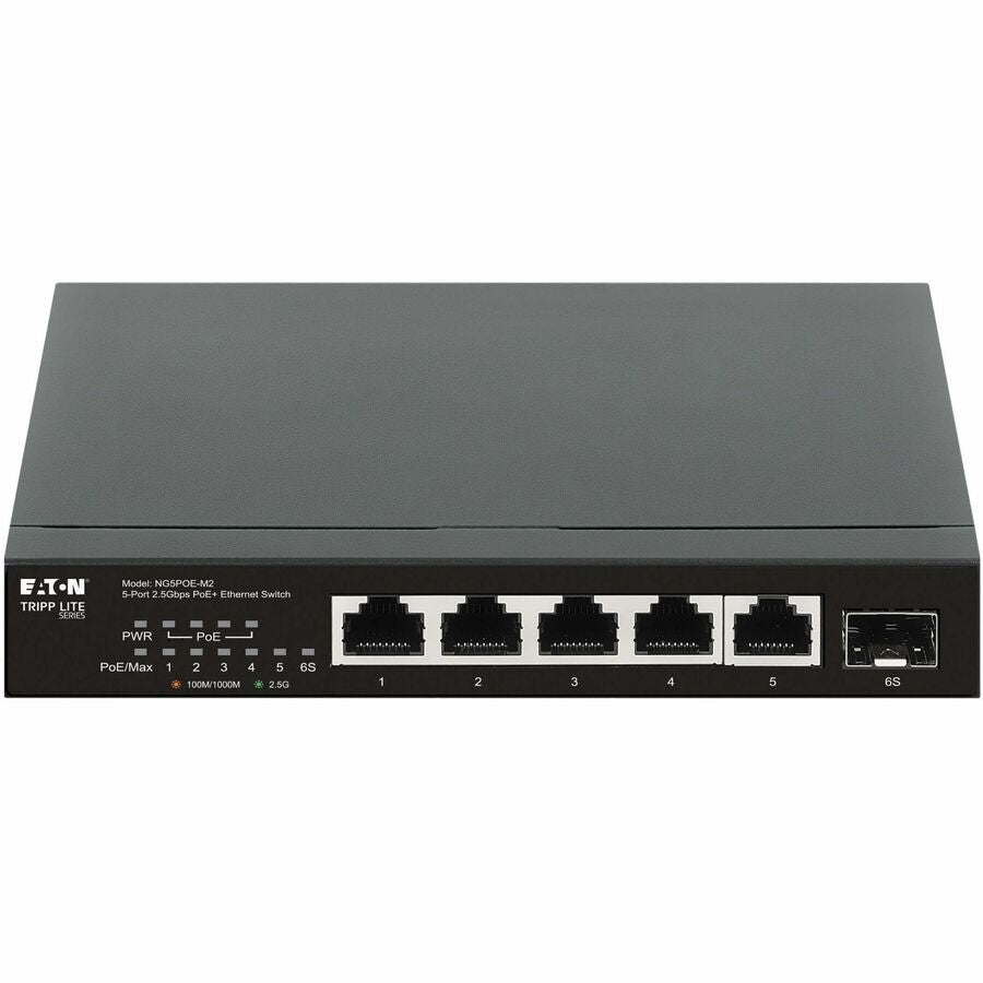 Eaton Tripp Lite Series 5-Port 2.5 Gbps Desktop Gigabit Ethernet Unmanaged Switch with PoE+ Pass-Through, 70W, Metal Enclosure, TAA — NG5POE-M2