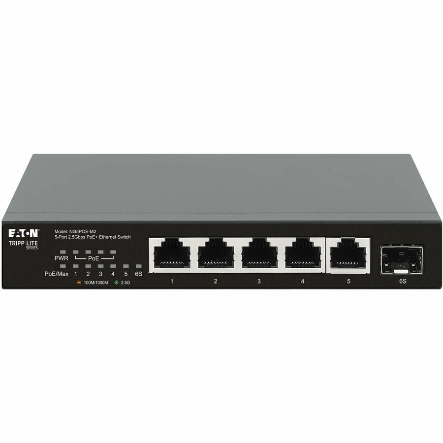 Eaton Tripp Lite Series 5-Port 2.5 Gbps Desktop Gigabit Ethernet Unmanaged Switch with PoE+ Pass-Through, 70W, Metal Enclosure, TAA — NG5POE-M2