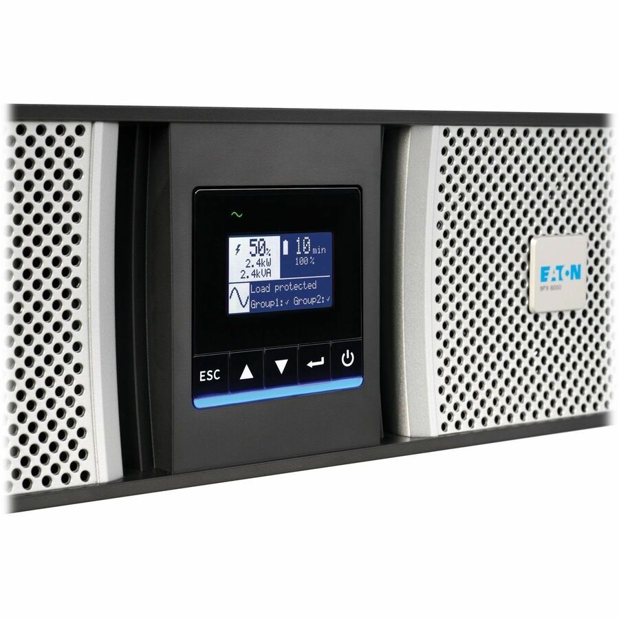Eaton 9PX G2 6000VA 5400W 208V Online Double-Conversion UPS - L6-30P or Hardwired Input, 6 C39 and 6 C13 Outlets, Cybersecure Network Card, Extended Run, 3U Rack/Tower — 9PX6KIECG2