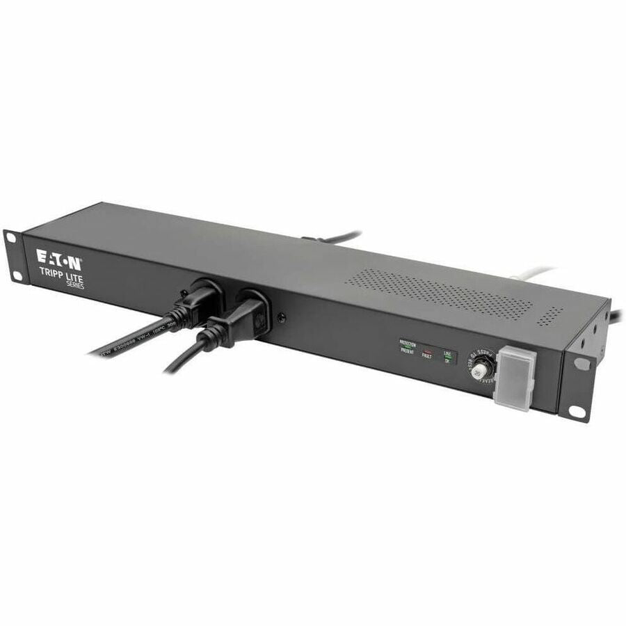 Eaton Tripp Lite Series Isobar 12-Outlet Network Server Surge Protector, 15 ft. (4.57 m) Cord with L5-20P Plug, 3840 Joules, Diagnostic LEDs, 1U Rackmount — IBAR12-20T