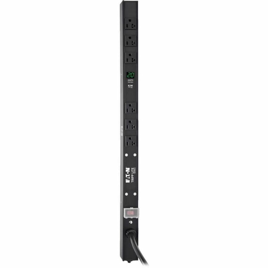 Eaton Tripp Lite Series 2kW Single-Phase Local Metered PDU, 100-127V Outlets (6 5-15/20R), L5-20P/5-20P adapter, 0U Vertical, 24-in. — PDUMV20-24