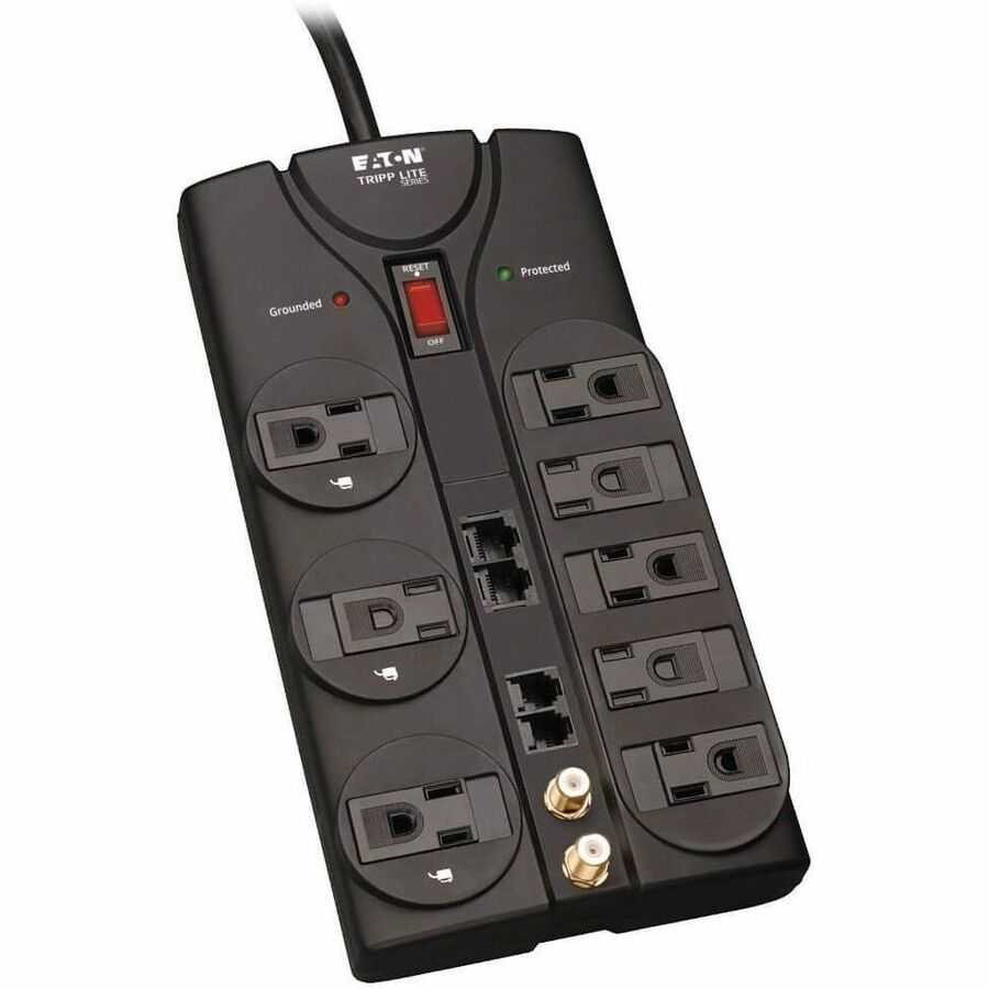 Eaton Tripp Lite Series Protect It! 8-Outlet Surge Protector, 10 ft. Cord, 3240 Joules, Modem/Coax/Ethernet Protection, RJ45 — TLP810NET