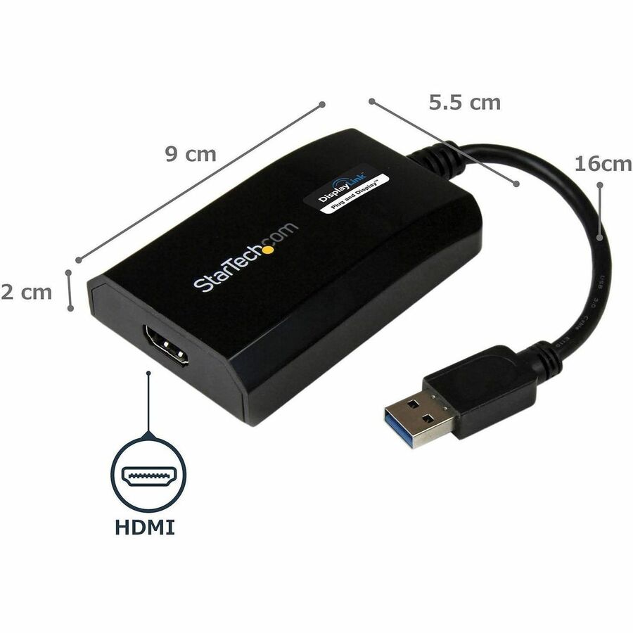 StarTech.com USB 3.0 to HDMI Adapter, DisplayLink Certified, 1920x1200, USB-A to HDMI Display Adapter, External Graphics Card for Mac/PC — USB32HDPRO