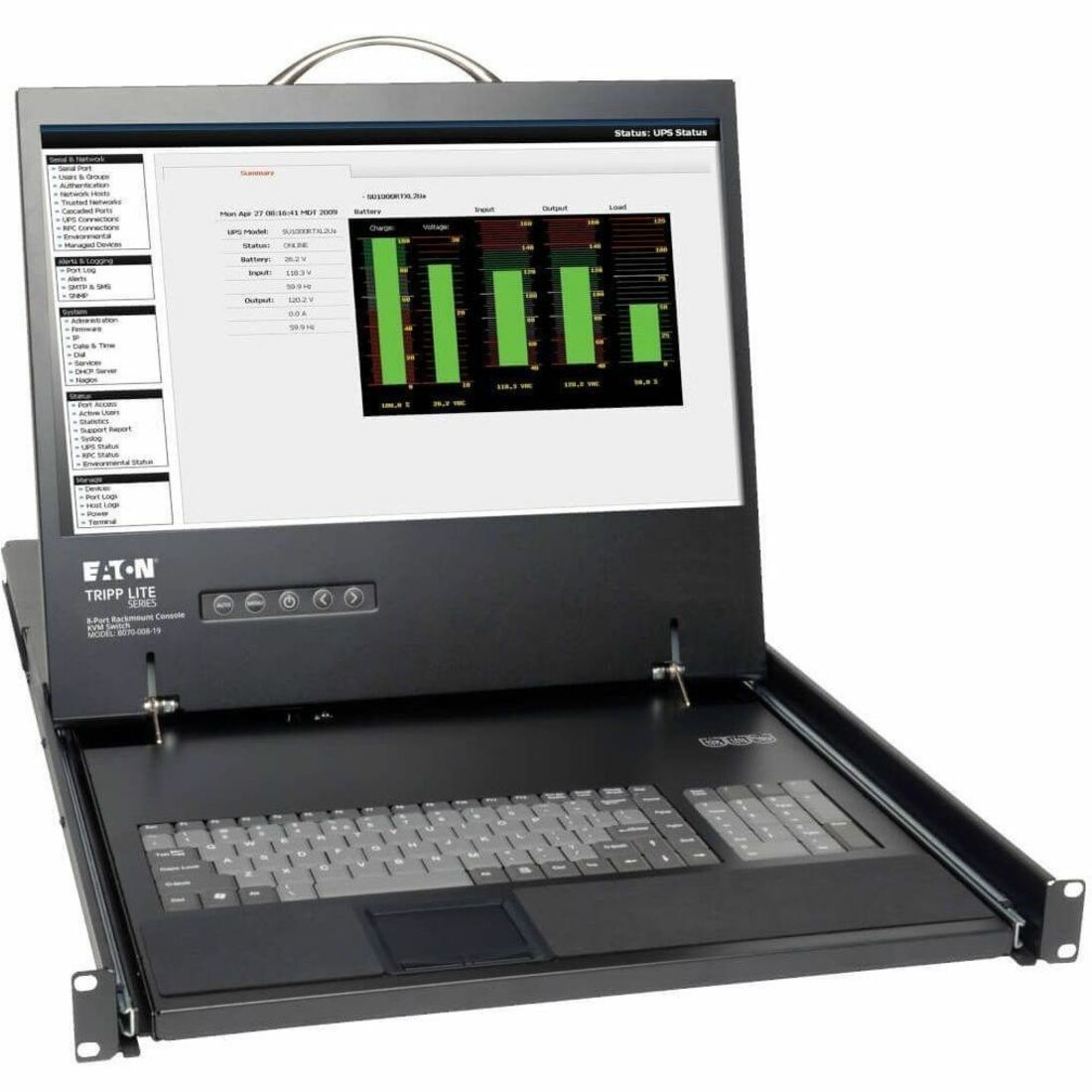 Eaton Tripp Lite Series NetCommander 8-Port Cat5 1U Rack-Mount Console KVM Switch with 19-in. LCD, TAA — B070-008-19