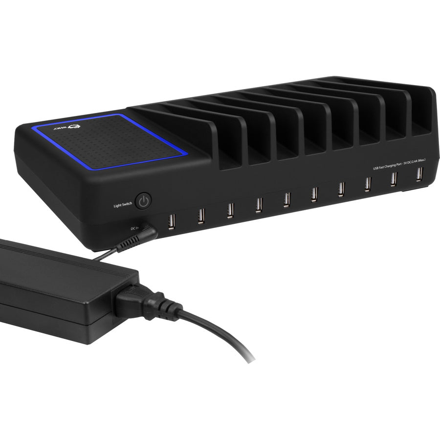 SIIG 10-Port USB Charging Station with Ambient Light Deck — AC-PW1314-S1