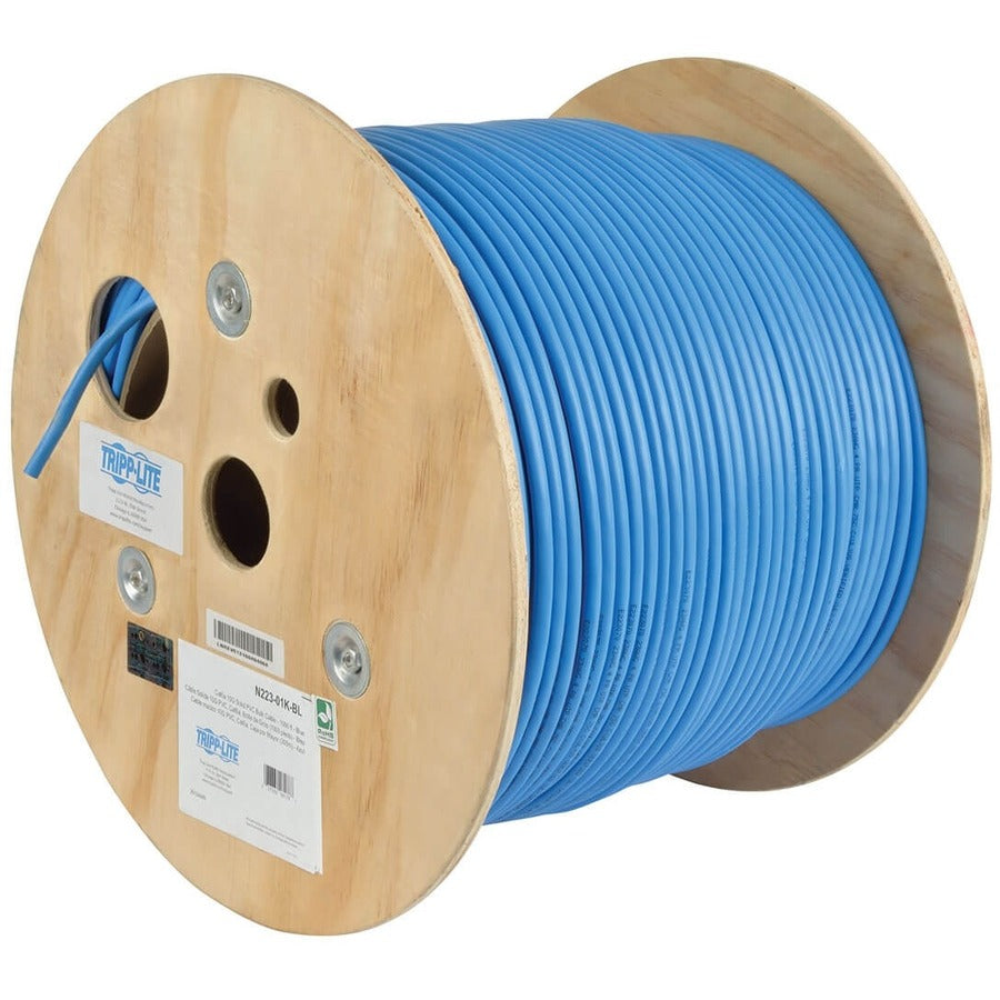 Eaton Tripp Lite Series Cat6a 10G-Certified Solid Core UTP CMR PVC Bulk Ethernet Cable, Blue, 1000 ft. (304.8 m) — N223-01K-BL