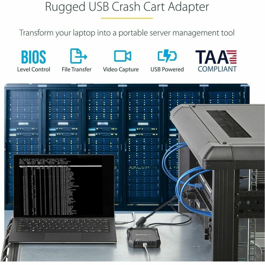 StarTech.com Laptop to Server KVM Console, Rugged USB Crash Cart Adapter with File Transfer and Video Capture, TAA — NOTECONS02X
