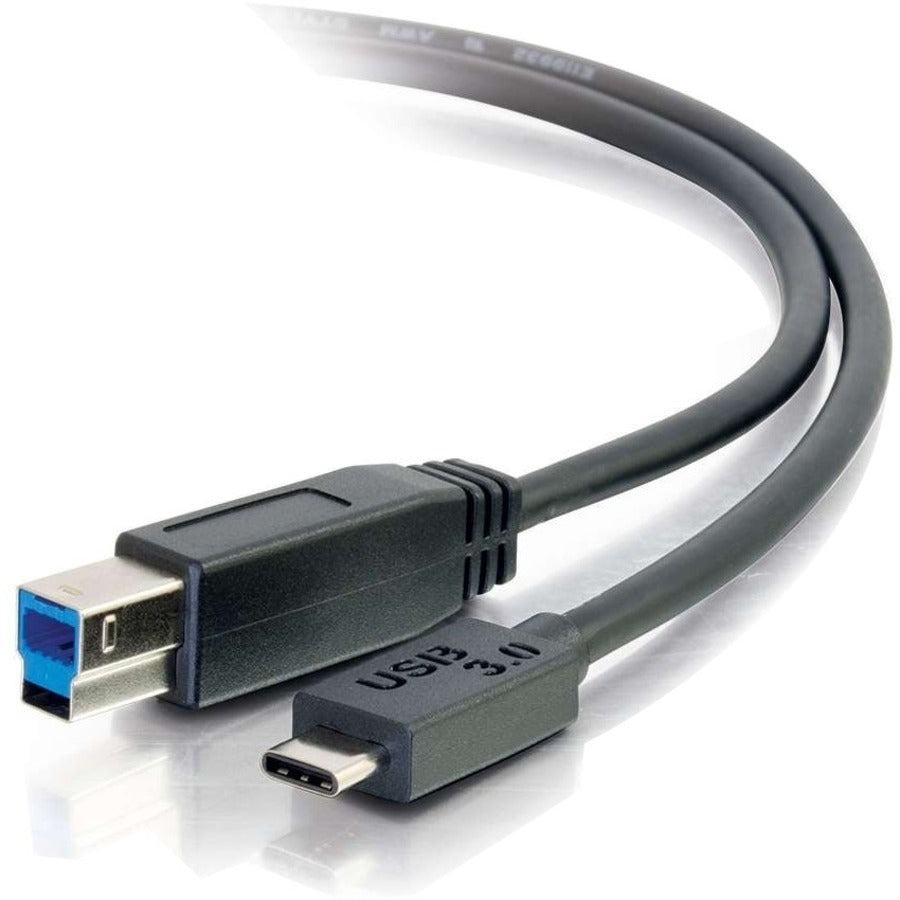 C2G 6ft (1.8m) USB 3.0 (USB 3.1 Gen 1) USB-C to USB-B Cable M/M - Black — 28866