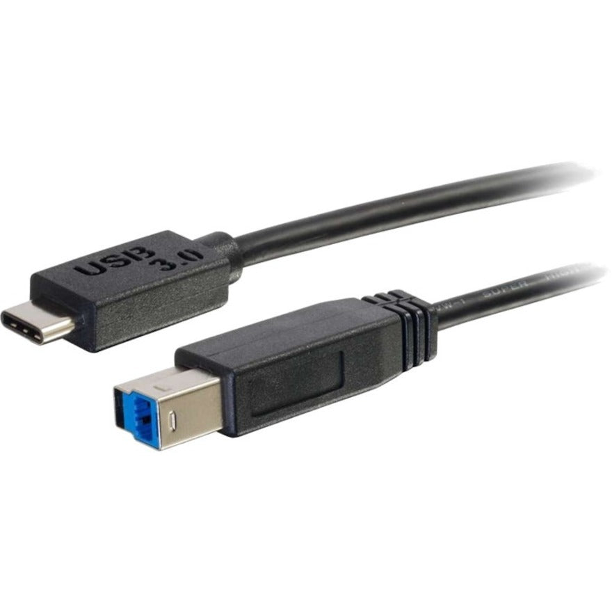 C2G 6ft (1.8m) USB 3.0 (USB 3.1 Gen 1) USB-C to USB-B Cable M/M - Black — 28866