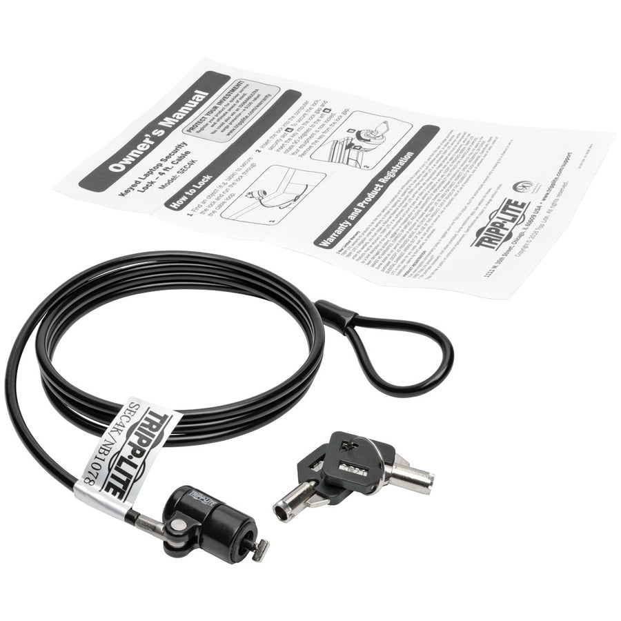 Eaton Tripp Lite Series Security Lock for Laptops and Peripherals, Keyed, 4 ft. (1.22 m) Cable — SEC4K