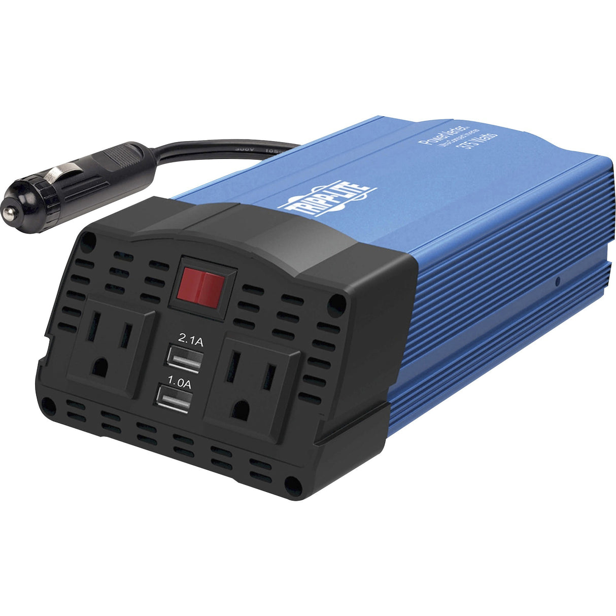 Eaton Tripp Lite Series 375W PowerVerter Ultra-Compact Car Inverter with 2 AC Outlets, 2 USB Charging Ports and Battery Cables — PV375USB