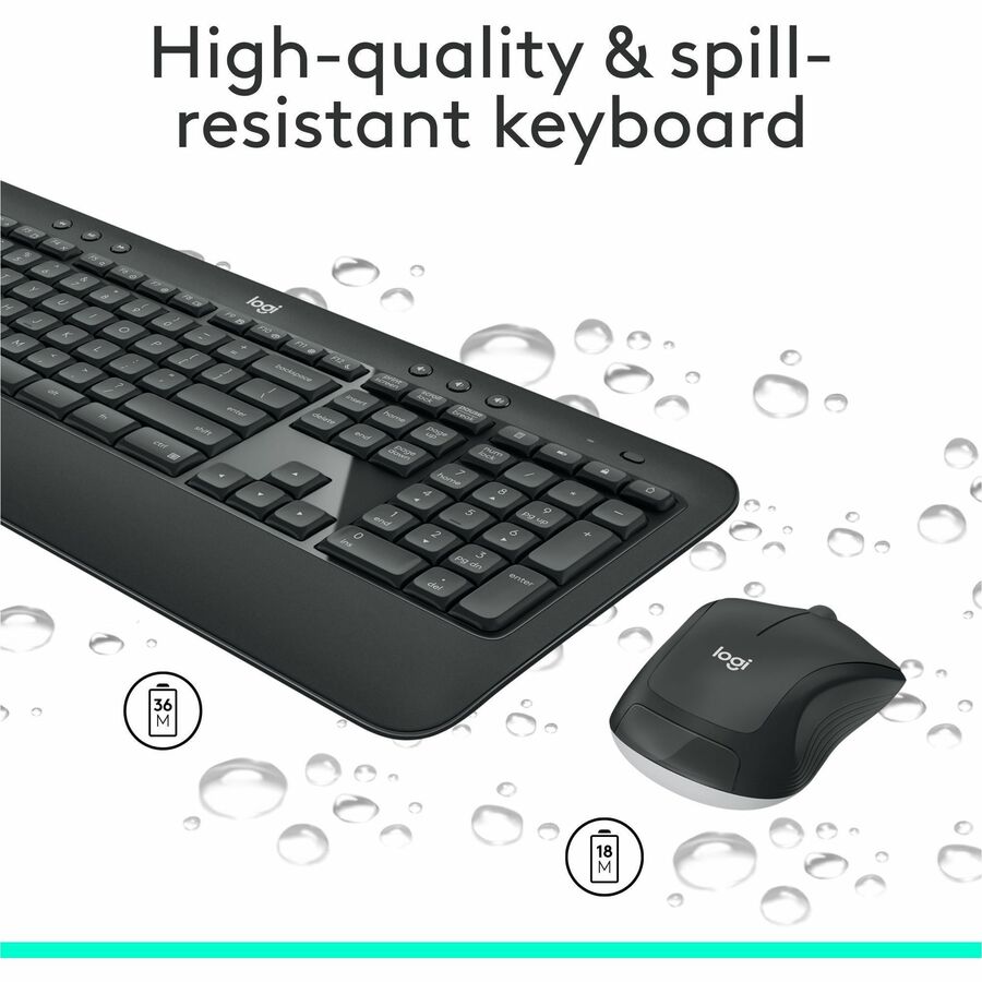 Logitech MK540 Advanced Wireless Keyboard and Mouse Combo for Windows, 2.4 GHz Unifying USB-Receiver — 920-008671