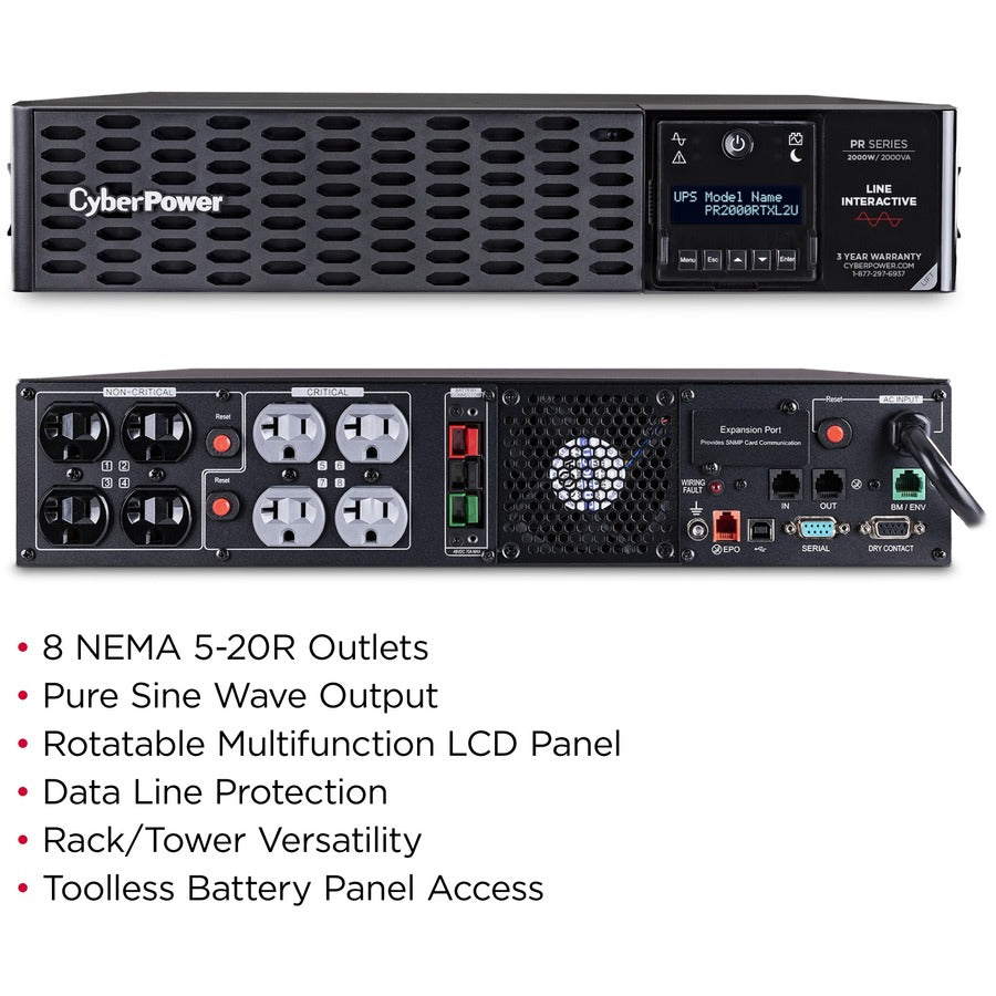 CyberPower PR2000RTXL2UTAA TAA Compliant UPS System — PR2000RTXL2UTAA