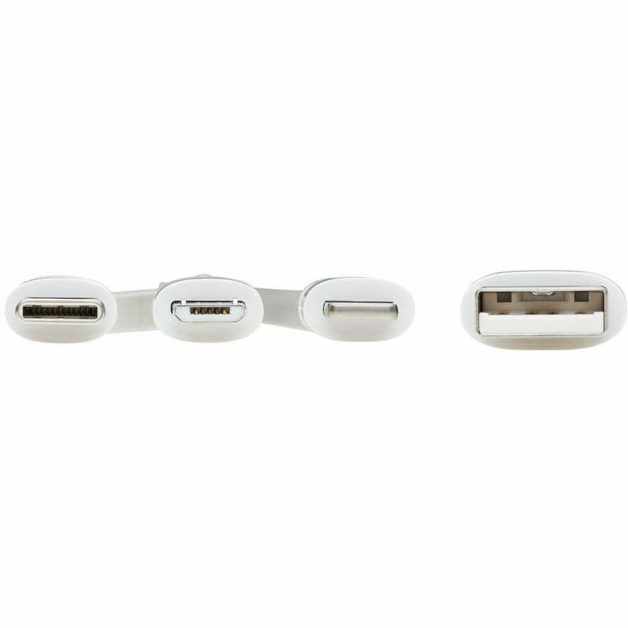 Eaton Tripp Lite Series Safe-IT Universal USB-A to Lightning, USB Micro-B and USB-C Sync/Charge Antibacterial Cable (M/3xM), MFi Certified, White, 4 ft. (1.2 m) — M101AB-004-LMCW