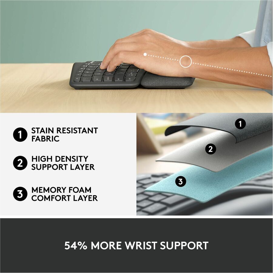 Logitech ERGO K860 Split Ergonomic Keyboard, Wireless Connectivity, Graphite — 920-009166