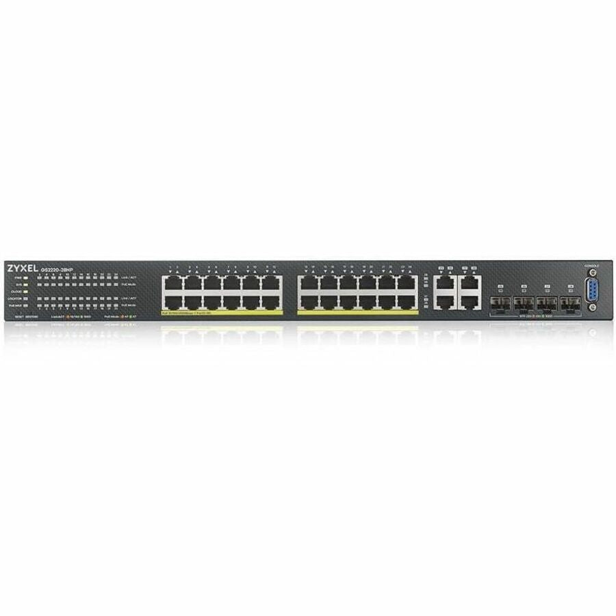 ZYXEL GS2220-28HP 24-Port Gigabit L2+ Managed and Nebula Pro Cloud Managed Switch | 24 PoE+ Ports at 375W with 4 SFP Uplinks — GS2220-28HP