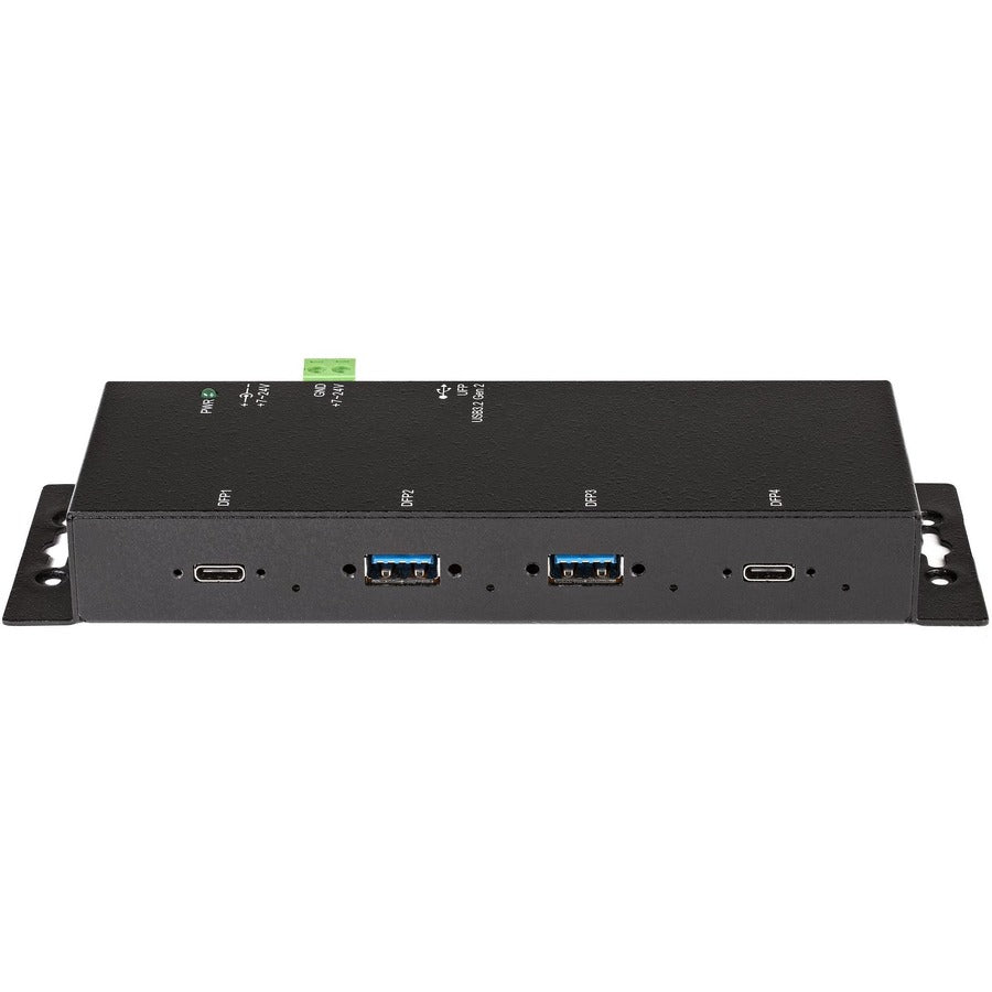 StarTech.com 4 Port USB C Hub 10Gbps, Metal Industrial USB-C Hub, 2x USB-C & 2x USB-A, ESD Surge Protection, Self-Powered USB Type-C Hub — HB31C2A2CME