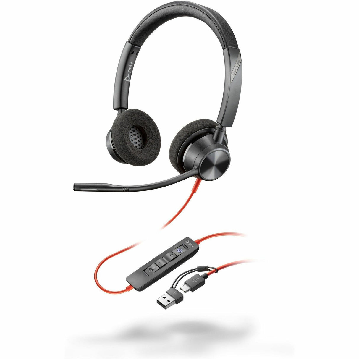 Poly Blackwire 3320 Stereo Microsoft Teams Certified USB-C Headset + USB-C/A Adapter — 8X220AA